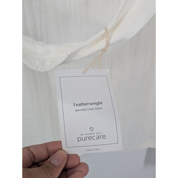 Purecare Dr. Weil Robe Women L/XL Linen Blend Featherweight Front Tie Minimalist - Picture 8 of 15
